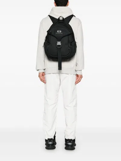 Balenciaga Men's Ripstop Texture Water-repellent Mesh Panelling Embroidered Logo Bag