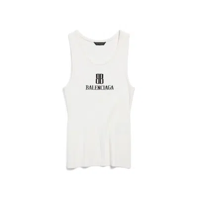 Balenciaga Logo-intarsia Sleeveless Tank Top In White
