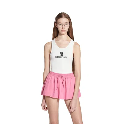 Balenciaga Logo-intarsia Sleeveless Tank Top In White