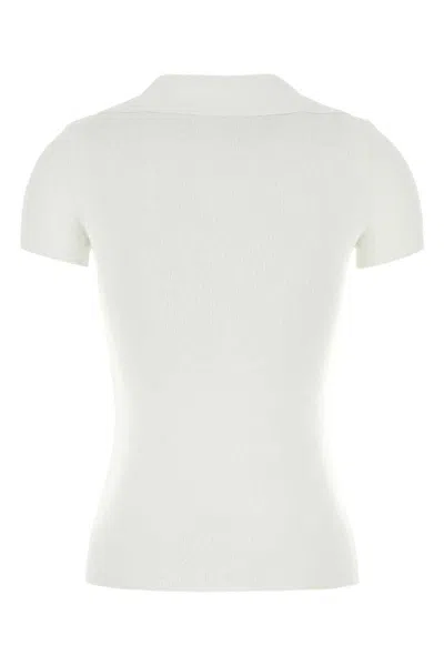 Balenciaga Collared Neck Ribbed Texture Short Sleeves Polo In White