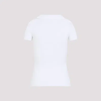 Balenciaga Collared Neck Ribbed Texture Short Sleeves Polo In White