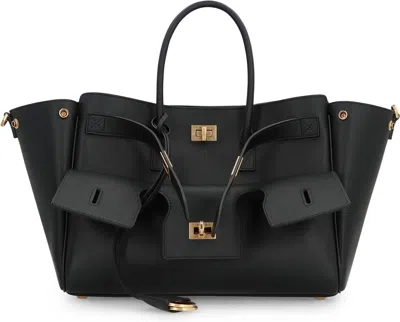 Balenciaga Women Black Leather Small Carry All Bel Air Shopping Bag In Black