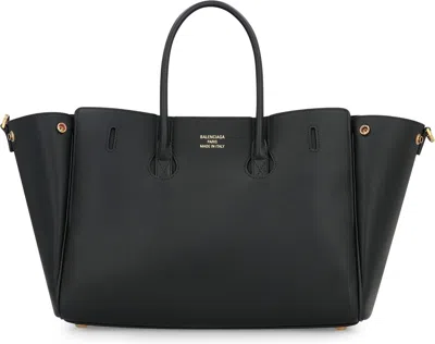 Balenciaga Women Black Leather Small Carry All Bel Air Shopping Bag In Black