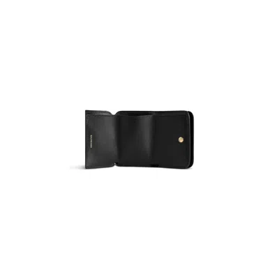Balenciaga Mini Leather Cash 2.0 Trifold Wallet In Black