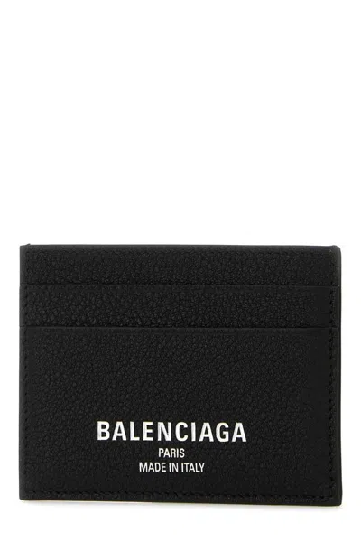 Balenciaga Credit Card Holder Genuine Grained Leather As In Black
