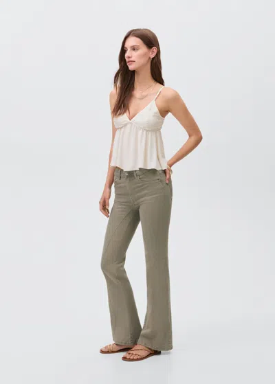 Mango Teen Decorative Seam Flared Jeans Khaki