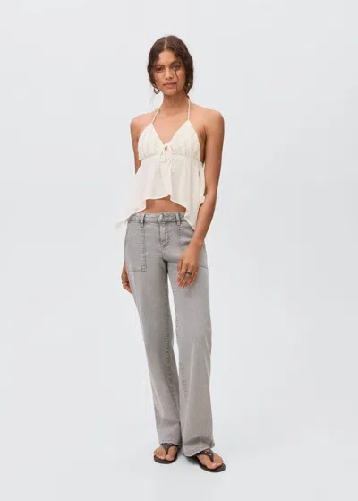 Mango Teen Culotte Jeans With Embroidered Stars Denim Grey