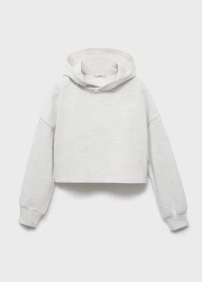 Mango Printed Hoodie Light Heather Grey In Nude