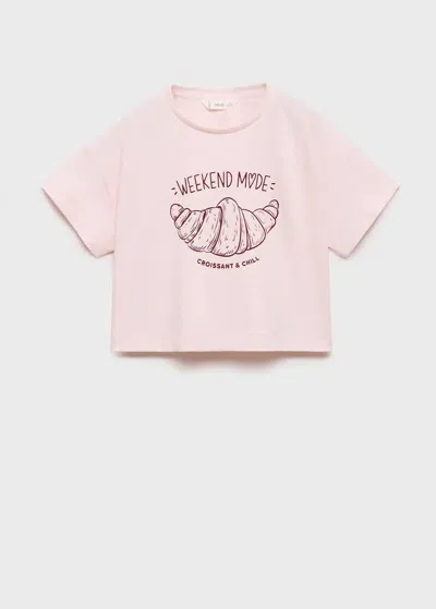 Mango Short-sleeved Printed T-shirt Pink In Pink