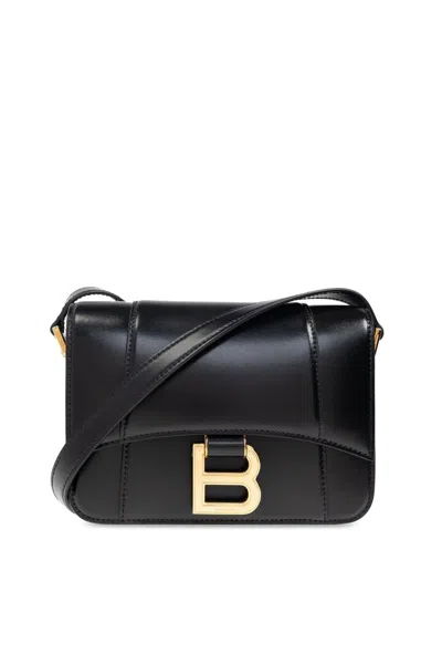 Balenciaga Black Leather Small Hourglass Crossbody Bag In Black