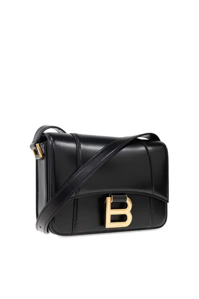 Balenciaga Black Leather Small Hourglass Crossbody Bag In Black