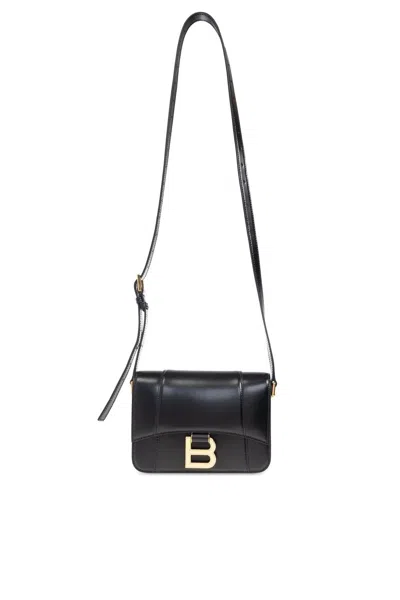 Balenciaga Black Leather Small Hourglass Crossbody Bag In Black