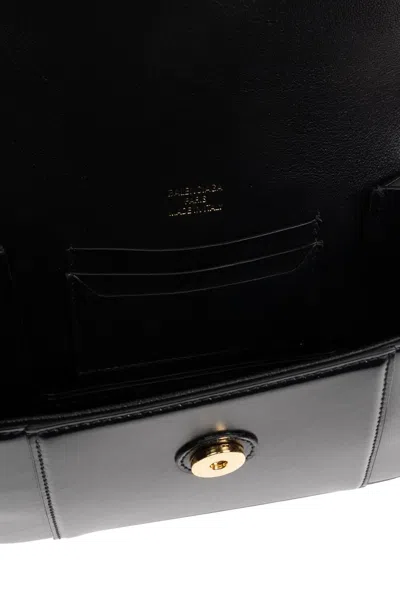 Balenciaga Black Leather Small Hourglass Crossbody Bag In Black