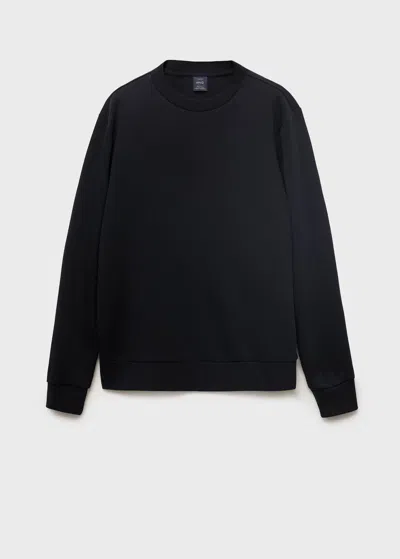 Mango Man Regular-fit Cotton Sweatshirt Navy