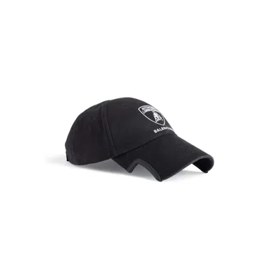 Balenciaga X Automobili Lamborghini Logo Embroidered Adjustable Baseball Cap In Black