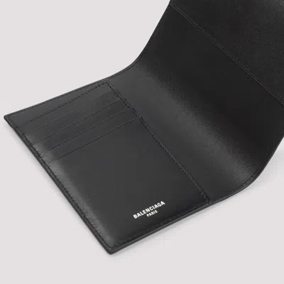 Balenciaga Black Leather Passport Holder In Black