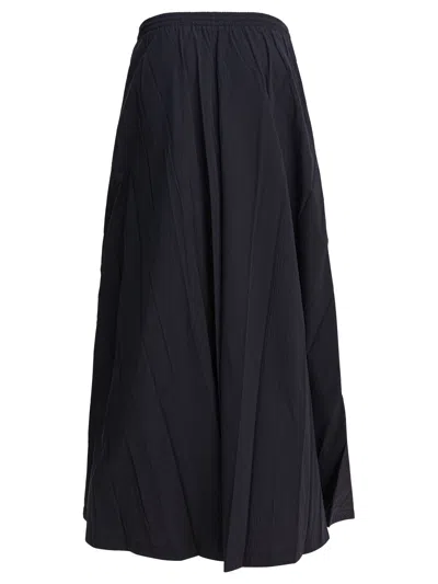 Balenciaga Elastic Waistband Midi Length Pleated Skirts In Black