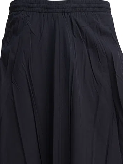 Balenciaga Elastic Waistband Midi Length Pleated Skirts In Black