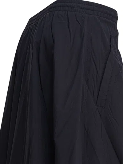 Balenciaga Elastic Waistband Midi Length Pleated Skirts In Black