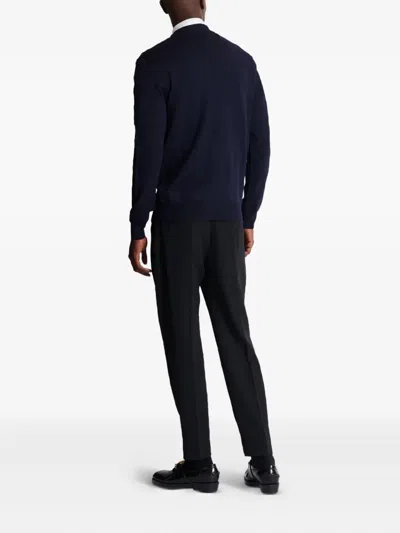 Balmain Blue Wool Sweater With Logo