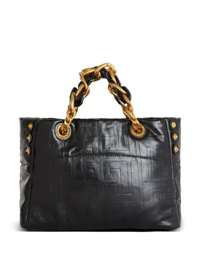 Balmain 1945 Soft Small Pb Emb Crinkl Lth Shopper Bag