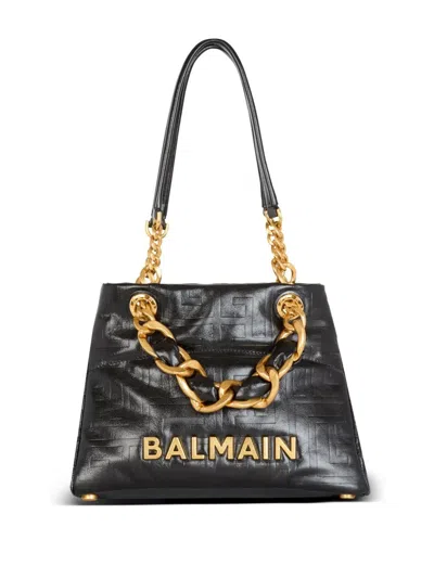 Balmain 1945 Soft Small Pb Emb Crinkl Lth Shopper Bag