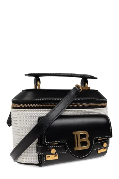 Balmain B-buzz Vanity-raphia&calfskin