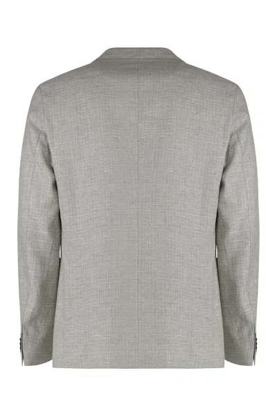 Hugo Boss Boss Single-breasted Two-button Jacket In Gray