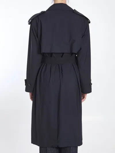 Bottega Veneta Black Wool Trench Coat In Black