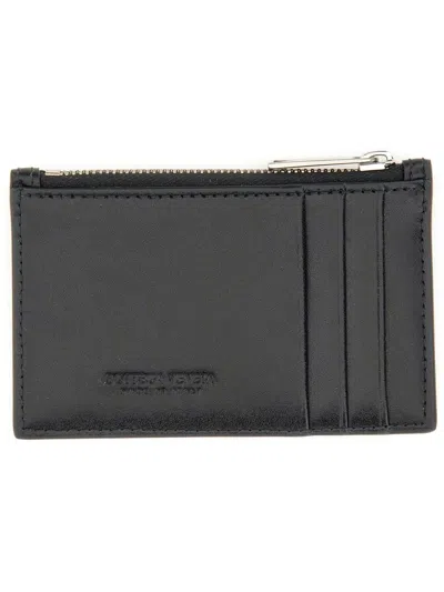 Bottega Veneta Cassette Card Holder With Zipper In Black