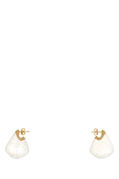 Bottega Veneta Ceramic And Silver Small Finn Earrings In White
