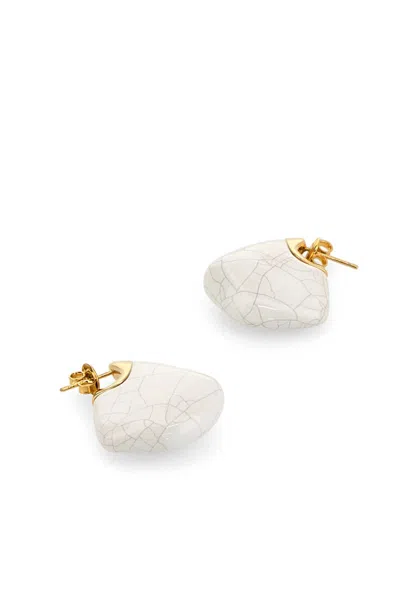 Bottega Veneta Ceramic And Silver Small Finn Earrings In White