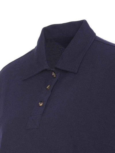 Bottega Veneta Cotton Pique Polo Shirt In Blue