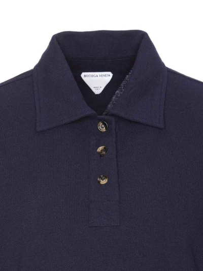 Bottega Veneta Cotton Pique Polo Shirt In Blue