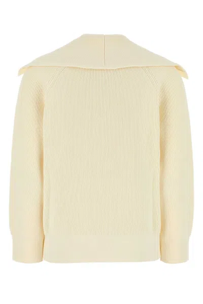 Bottega Veneta Cream Stretch Cotton Blend Cardigan In White