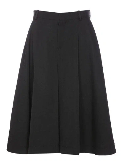Bottega Veneta Grain De Poudre Wool Skirt In Black