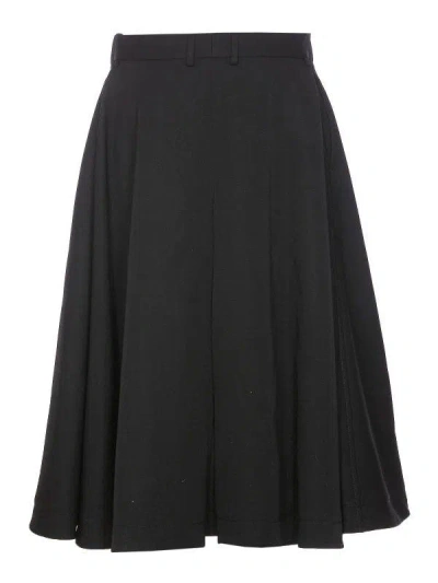 Bottega Veneta Grain De Poudre Wool Skirt In Black