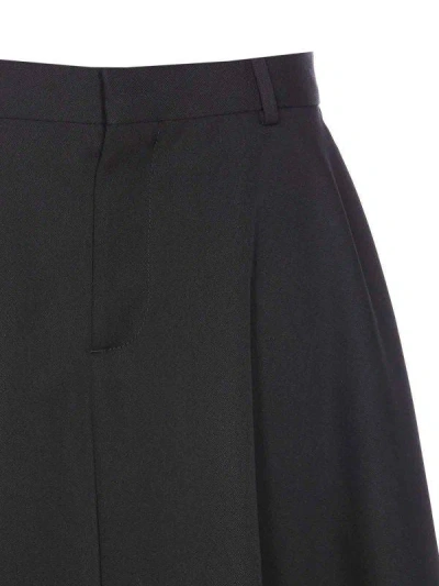 Bottega Veneta Grain De Poudre Wool Skirt In Black