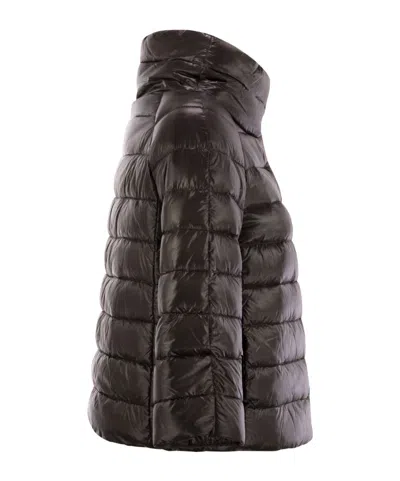 Herno Mini Cape With Jewelled Sleeves In Brown
