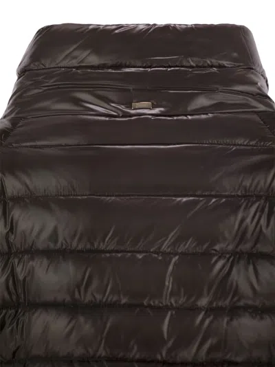 Herno Mini Cape With Jewelled Sleeves In Brown