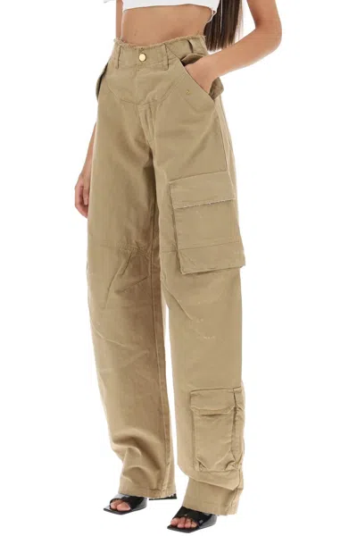 Darkpark Frayed Hem Cotton Rosalind Cargo Pants With Logo-buttons
