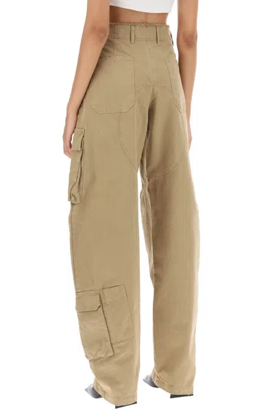 Darkpark Frayed Hem Cotton Rosalind Cargo Pants With Logo-buttons