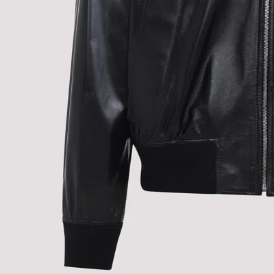 Bottega Veneta Nappa Leather Coat With Classic Collar In Black