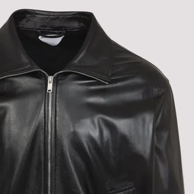 Bottega Veneta Nappa Leather Coat With Classic Collar In Black