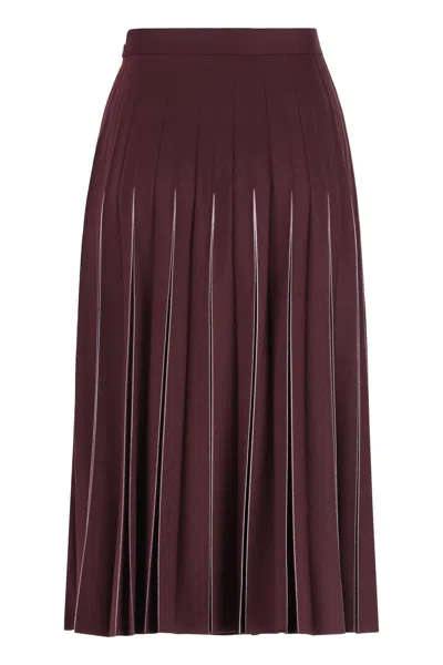 Bottega Veneta Flared High-waisted Midi Pleated Skirt In Brown