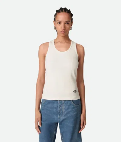 Bottega Veneta Ribbed Cotton Jersey Top In White