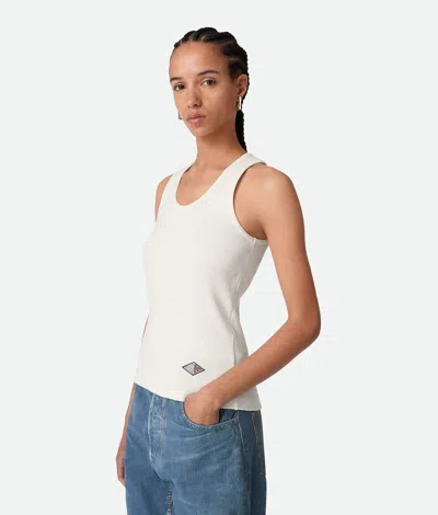 Bottega Veneta Ribbed Cotton Jersey Top In White