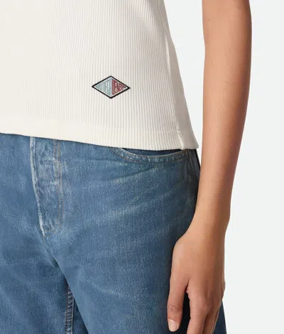 Bottega Veneta Ribbed Cotton Jersey Top In White