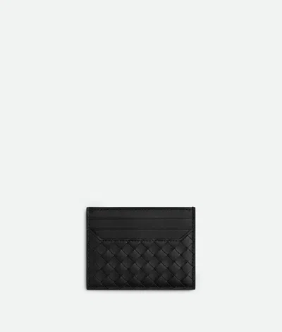Bottega Veneta Intrecciato Leather Open Top Cardholder In Black