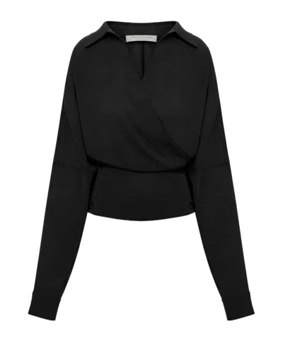 Philosophy Di Lorenzo Serafini Philosophy Di Lorenzo Serafin Draped Poplin Shirt In Black